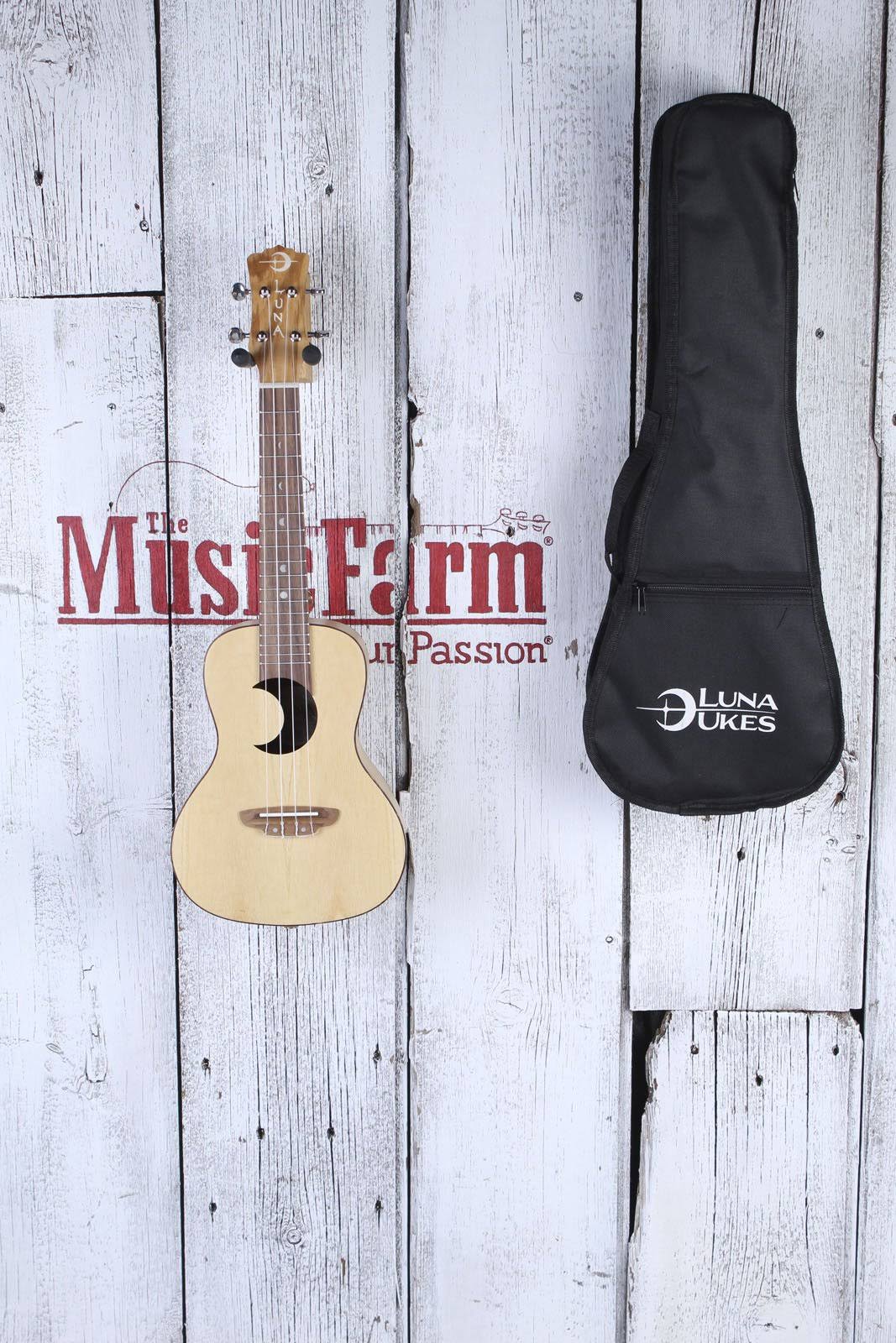 Luna Concert Olive Ash Burl Crescent Ukulele