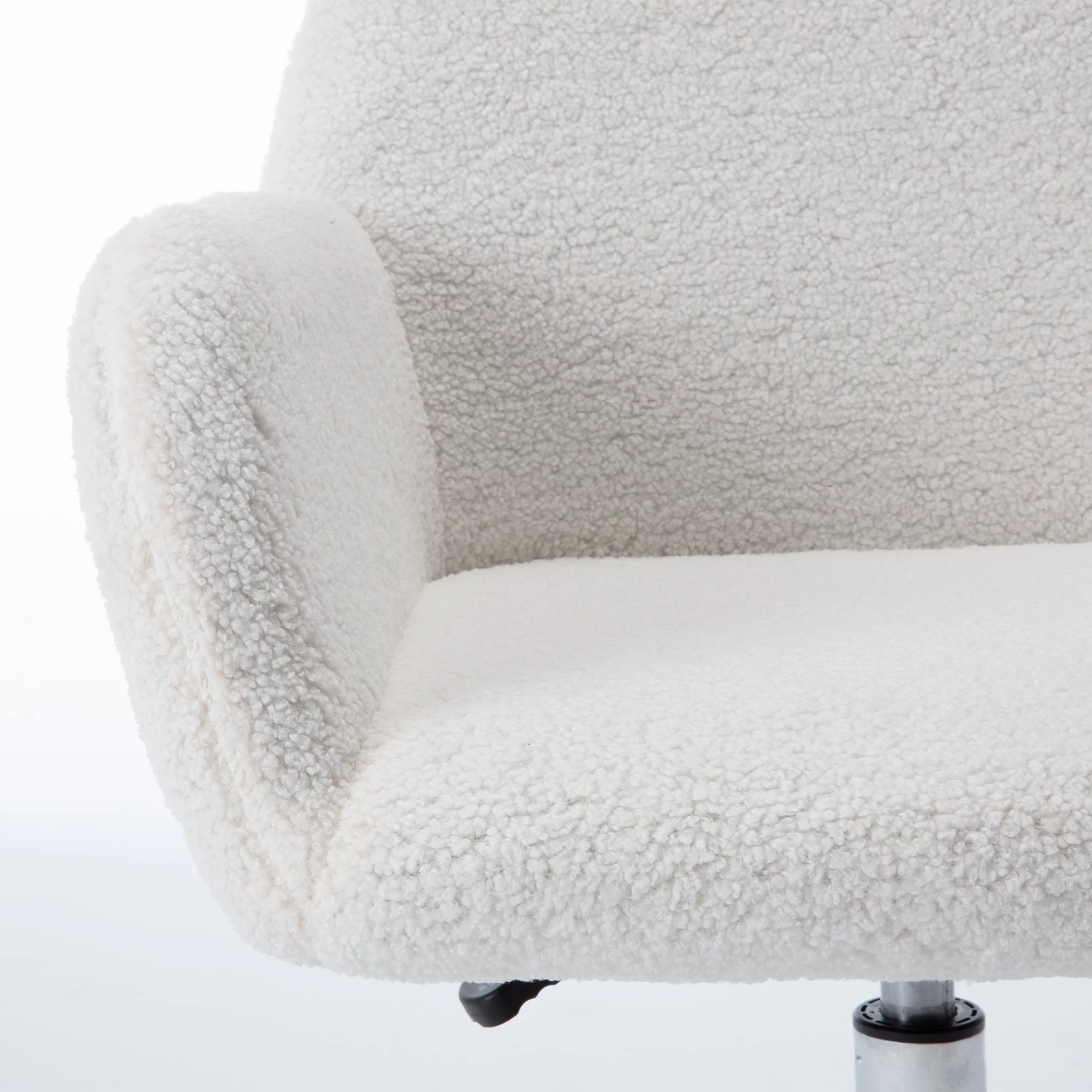Tomshine Rustic Sherpa Office Chair, Ivory