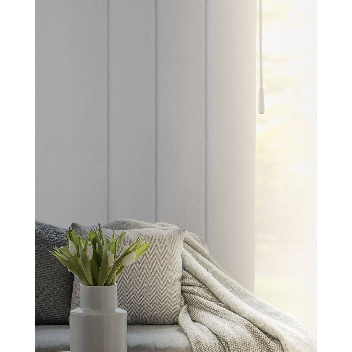 Chicology Blackout Adjustable Sliding Panel Track Blind, Up to 86 inchw x 96 inchh, Movie Night Ivory