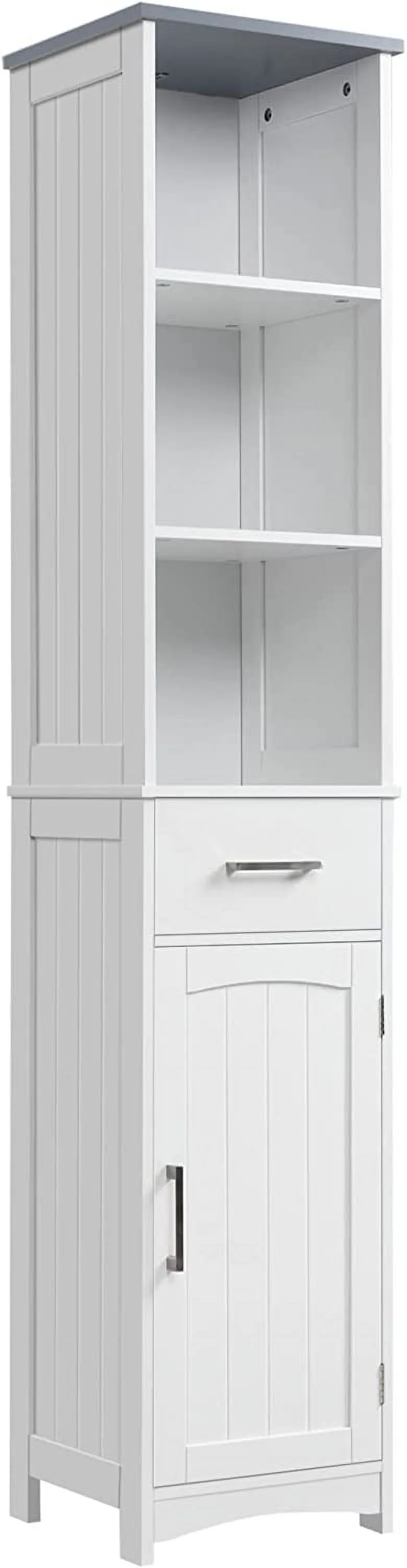 Tall Bathroom Storage Cabinet, Narrow Bathroom Cabinet With 3 Tier Shelving, Drawer And Adjustable Shelves, Slim Freestanding Linen Tower, White - Curated Treasures Market