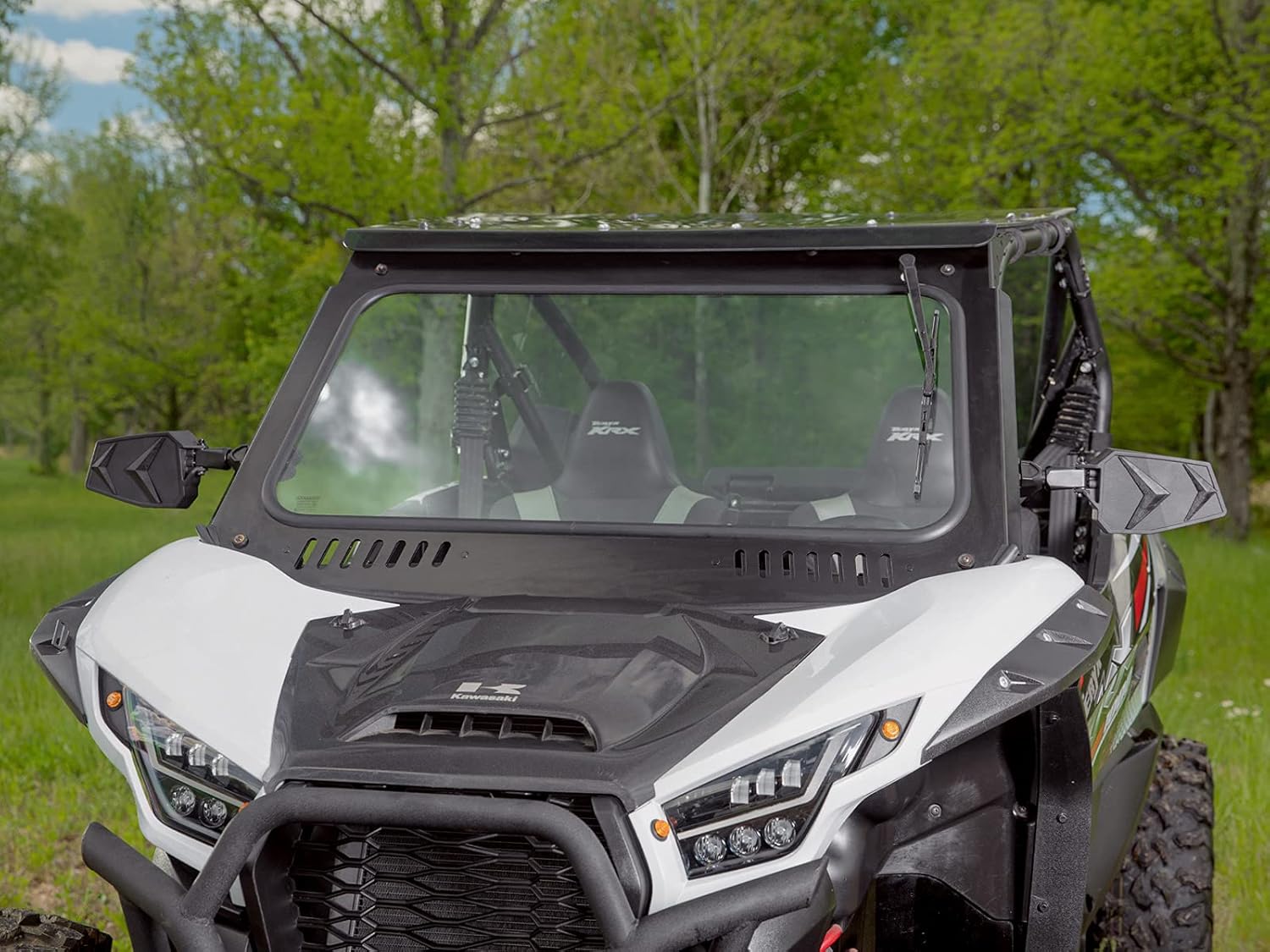 SuperATV Glass Windshield for 2020+ Kawasaki Teryx KRX 1000 | Aluminum Frame | DOT Approved Laminated Safety Glass Windshield | Includes Manual Wiper | Built-in Vent