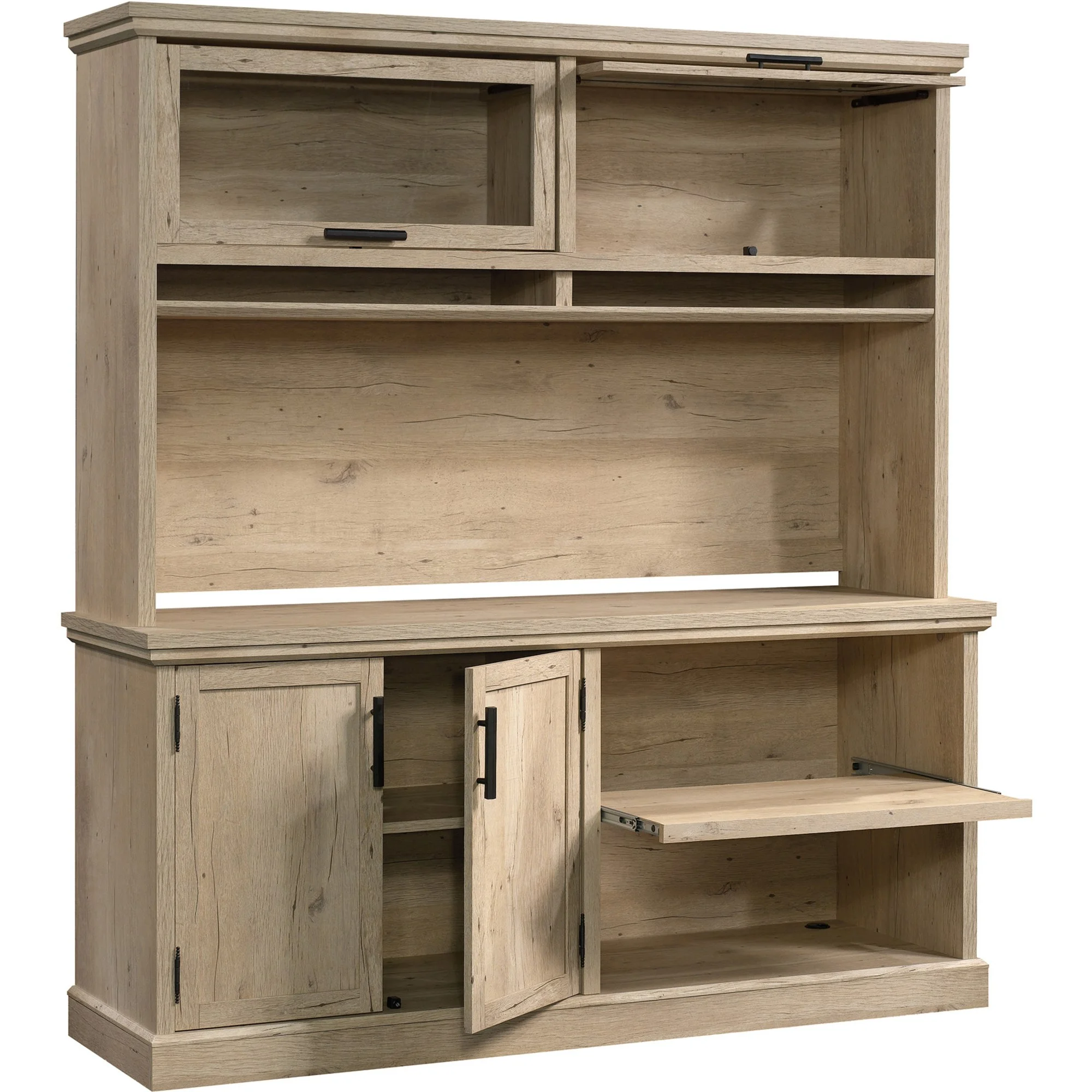 Sauder Aspen Post Engineered Wood Large Office Printer Credenza in Prime Oak