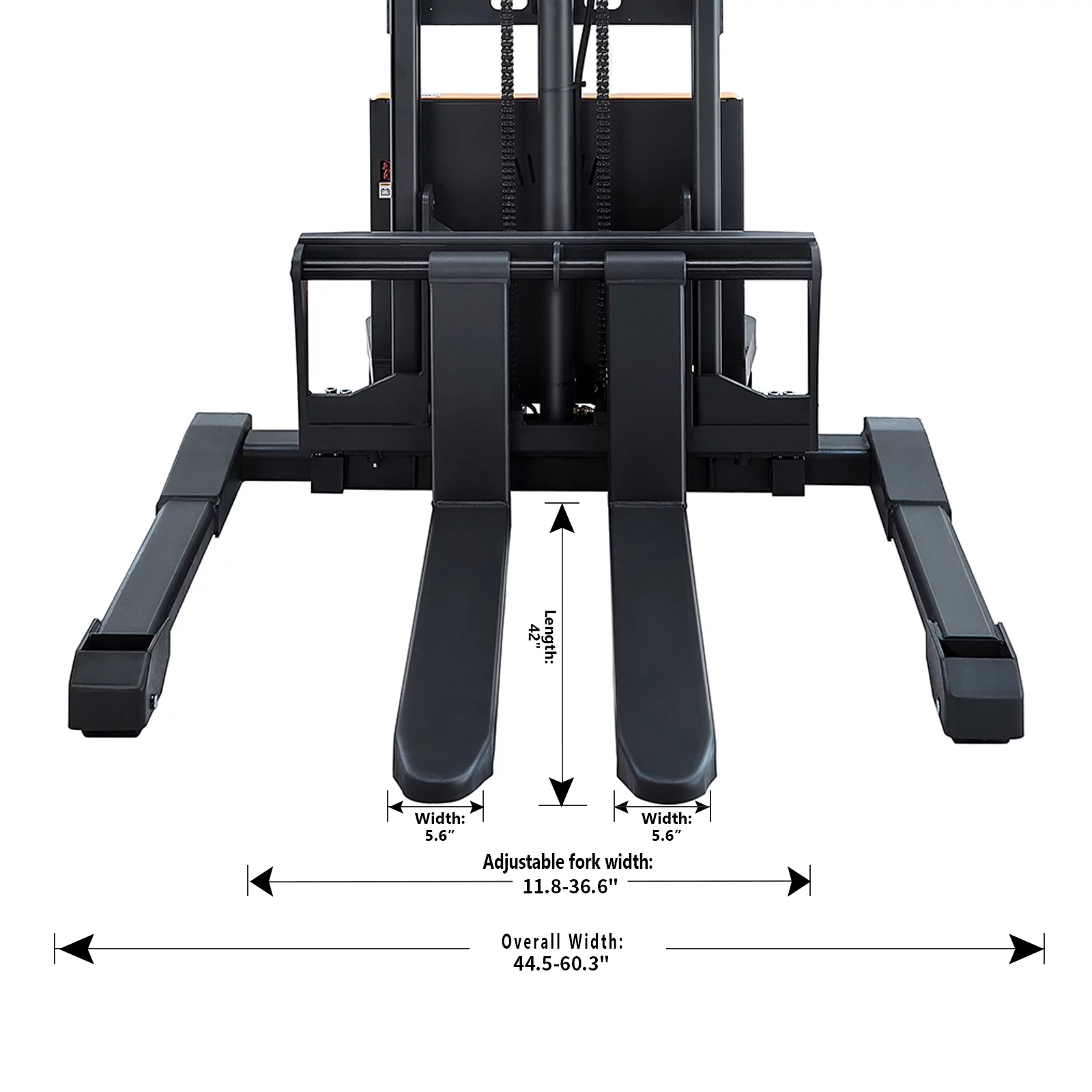APOLLOLIFT 3300lb Cap. Semi-Electric Pallet Straddle Stacker with Adjustable Fork 98" Raised Height