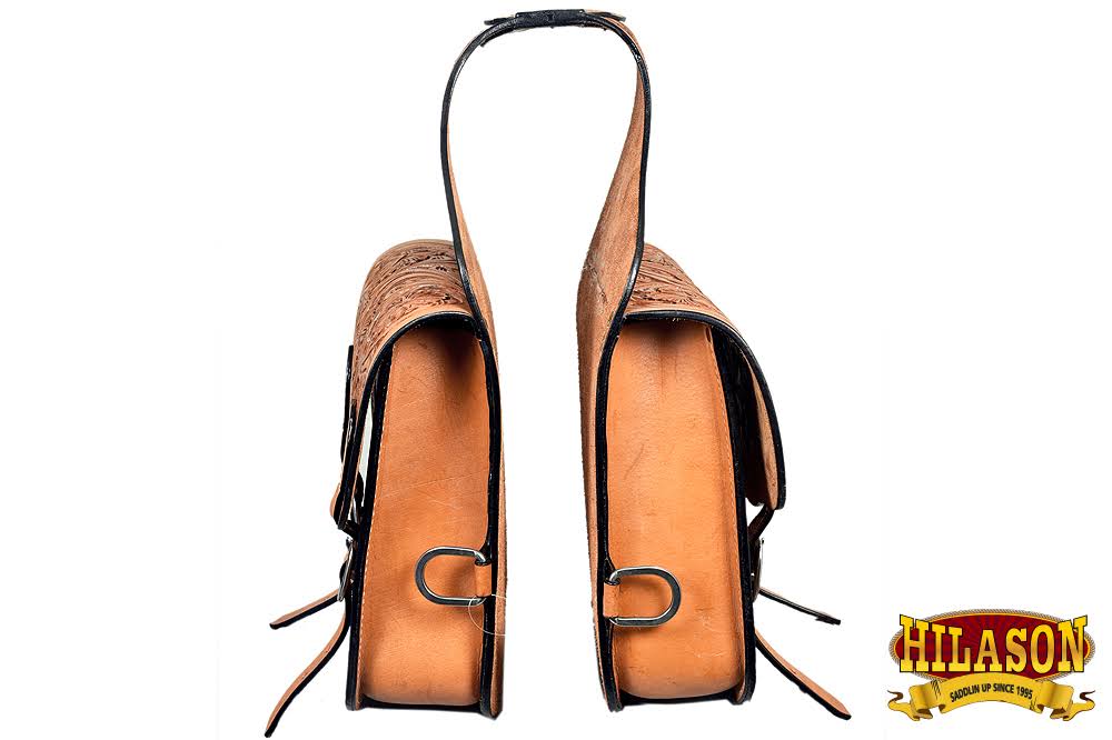 BG117F Hilason Western Heavy Duty Leather Cowboy Trail Ride Horse Saddle Bag Tan