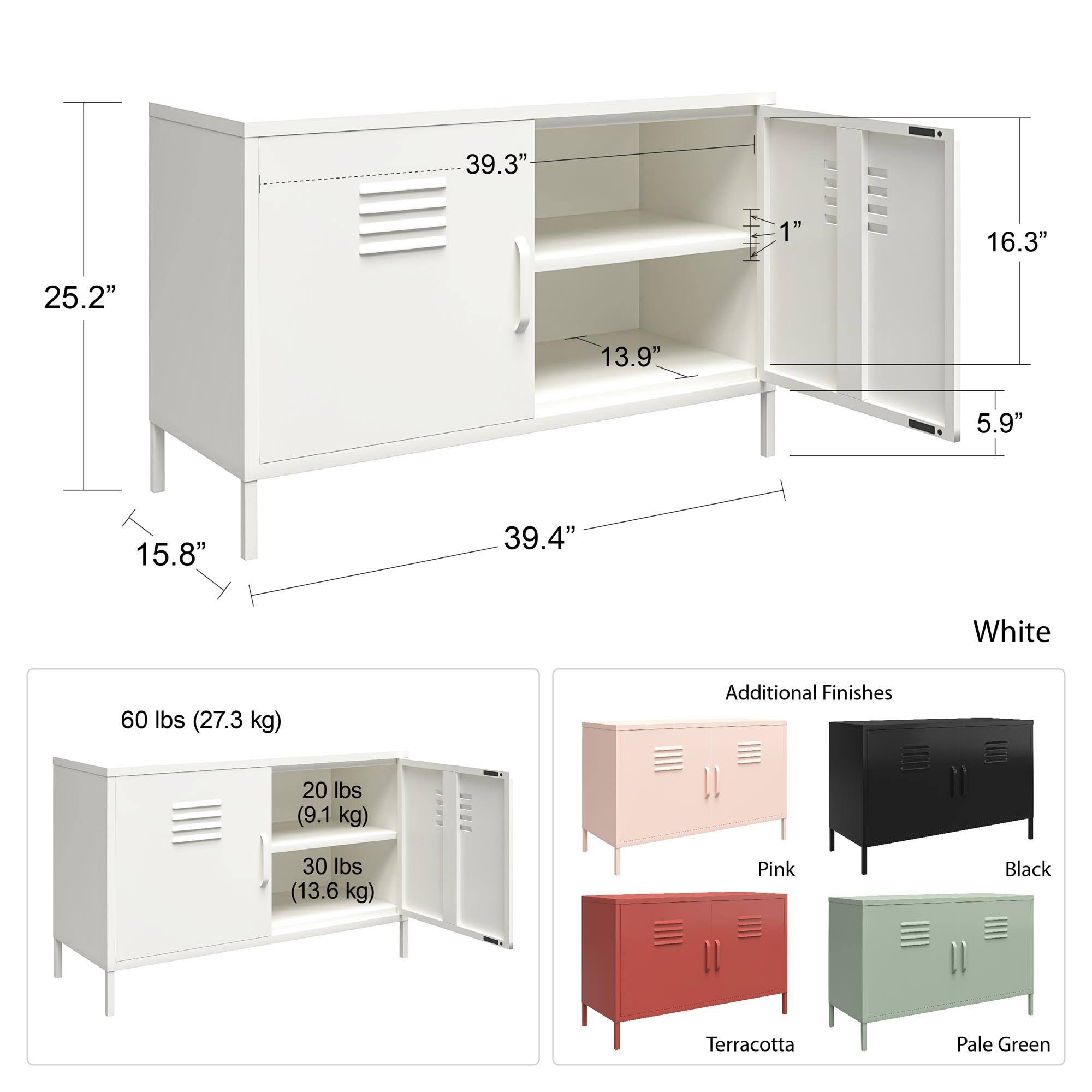 RealRooms Shadwick 2 Door Metal Locker Accent Cabinet, Terracotta