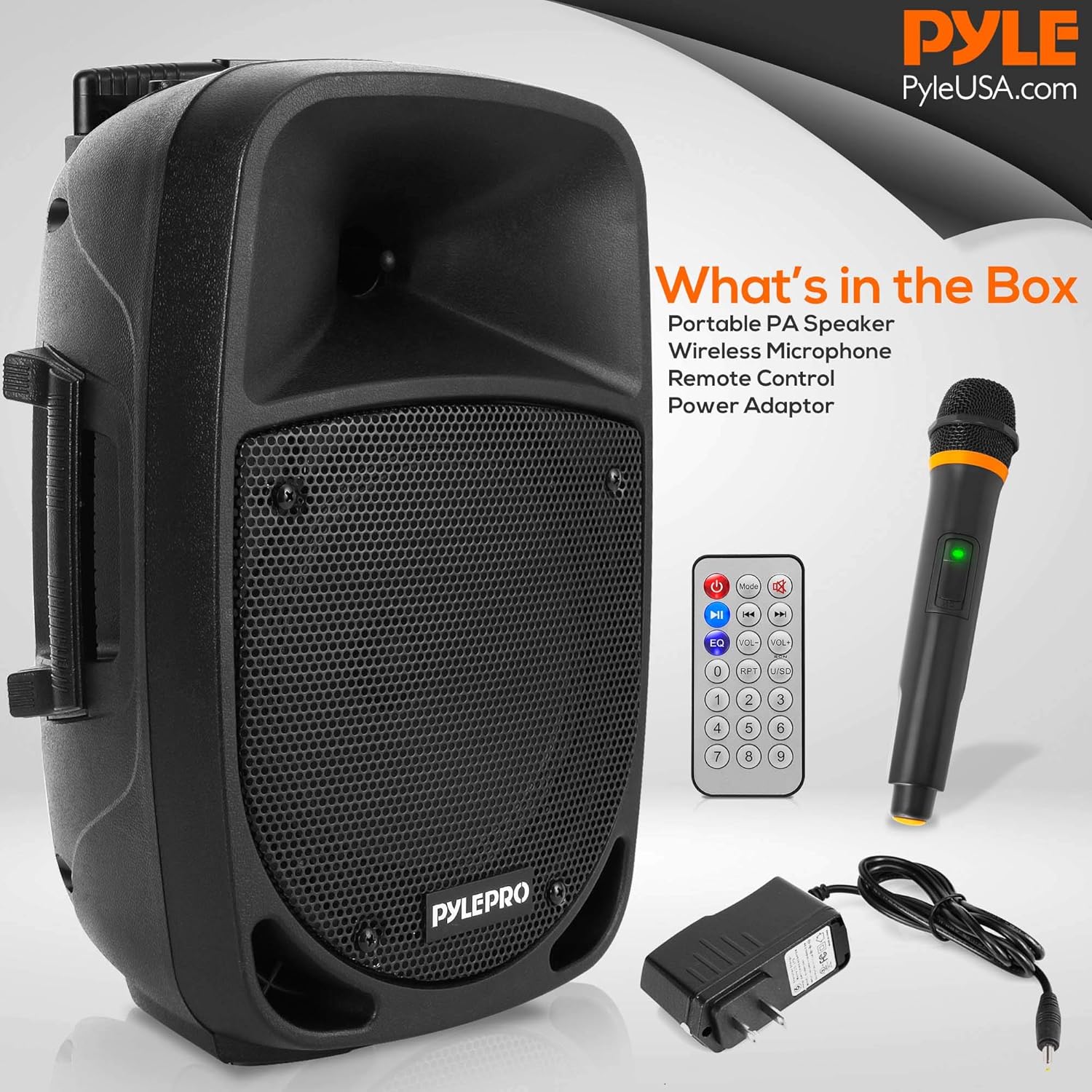 1200W Portable Bluetooth PA Speaker - 12’’ Subwoofer, LED Battery Indicator Lights W/Built-In Rechargeable Battery, MP3/USB/SD Card Reader, and UHF Wireless Microphone - Pyle PSBT125A