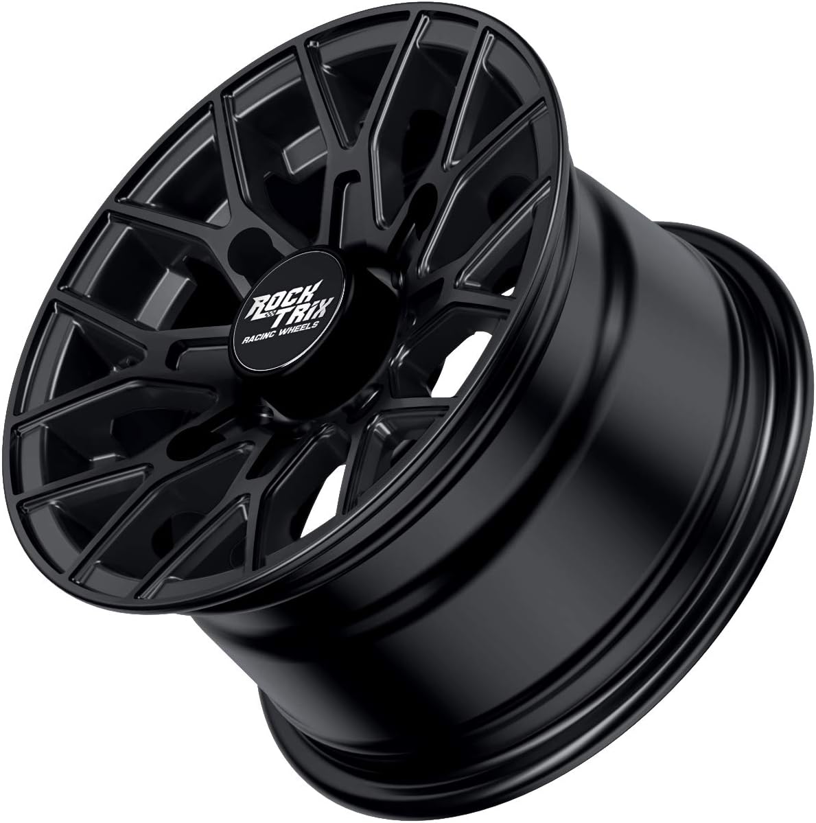 RockTrix RT104 14in ATV Wheel Rim 14x7 Matte Black | 4x156 Bolt Pattern | 4+3 offset | Compatible with Select Polaris Sportsman RZR Ranger - 4/156-1pc Single