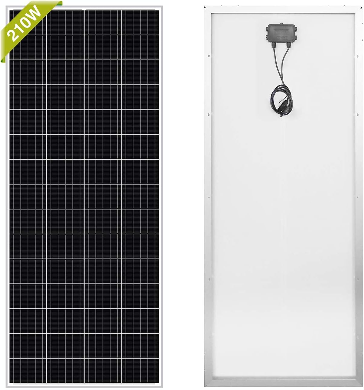 Newpowa 210W(Watts) Solar Panel Monocrystalline 12V High Efficiency Module for RV Marine Boat Trailer Camper Green House Off Grid System