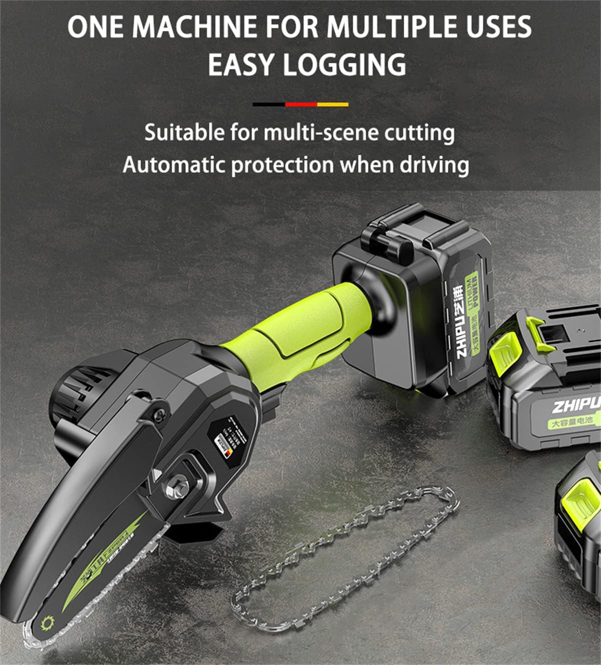 DOCFUN Mini Chainsaw Cordless with 2 Pcs 24V Rechargeable Battery, Portable One-Handed Chainsaw for Tree Trimming Branch Wood Cutting and Gardening Pack of 2