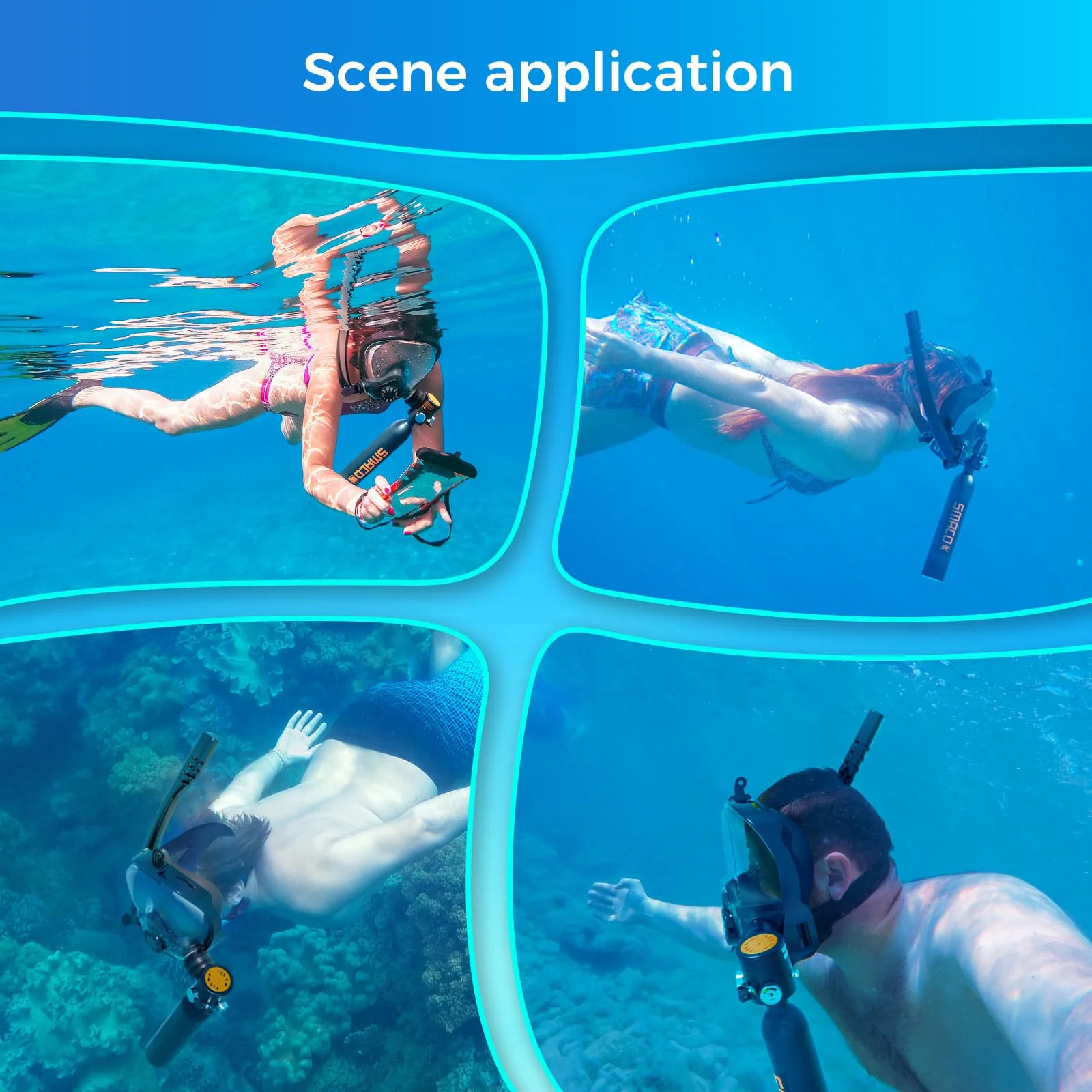 SMACO S300P Scuba Tank with Sub-Mask Mini Scuba Tank 0.5L Provide About 6 Minutes Underwater Breath Within 30ft Diving Depth, Small Scuba Tank Diving Tanks for Shallow Water Diving
