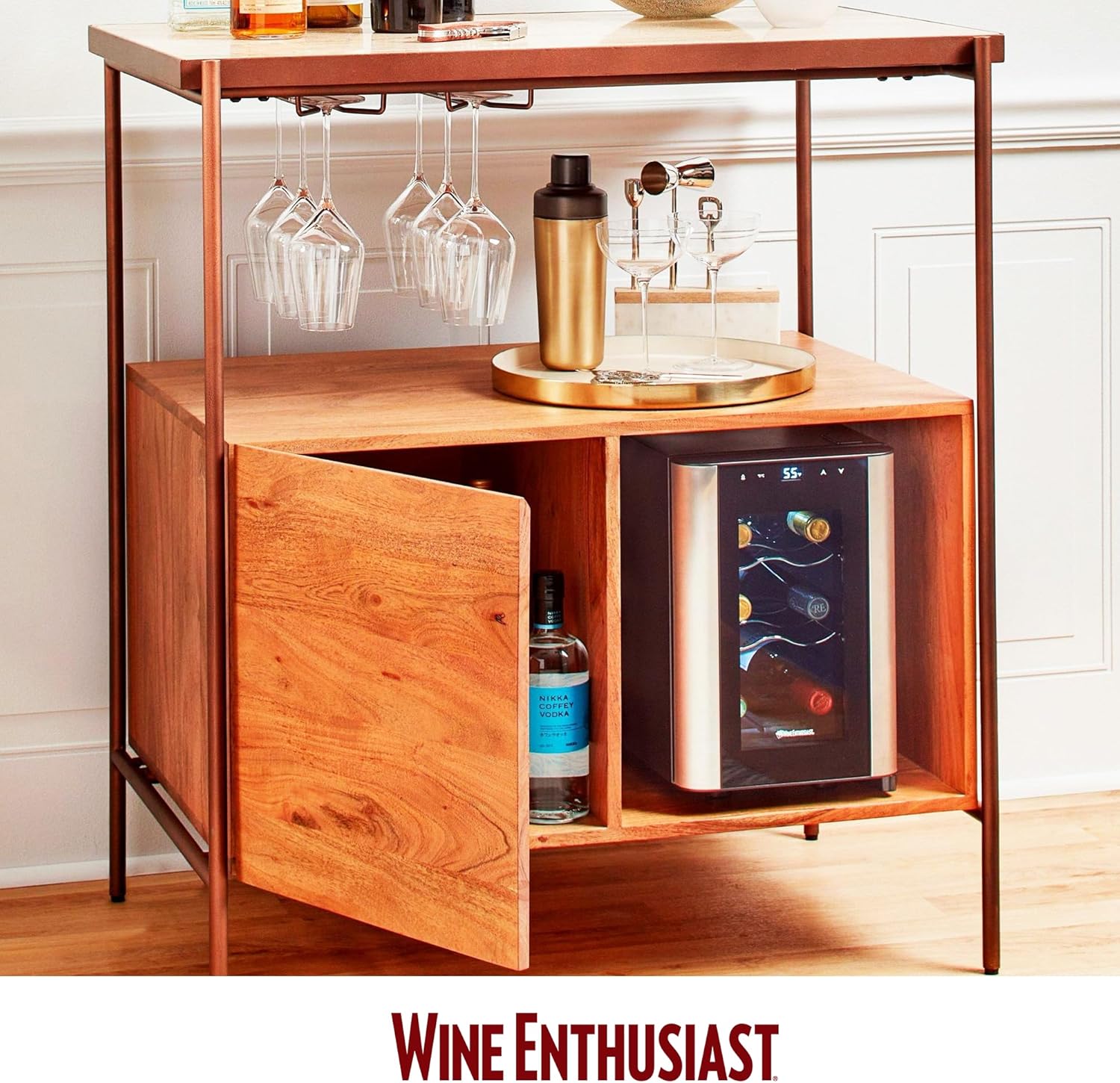 Wine Enthusiast 6-Bottle Countertop Wine Cooler - Mini Fridge for Kitchen with 3 Shelves, Adjustable Temperature Control, & Energy Efficient Cooling Beverage Refrigerator
