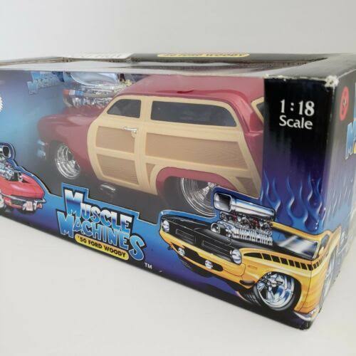 Muscle Machines 1950 Red Ford Woody Wagon 1:18 Scale Die Cast Too Hot New in Box