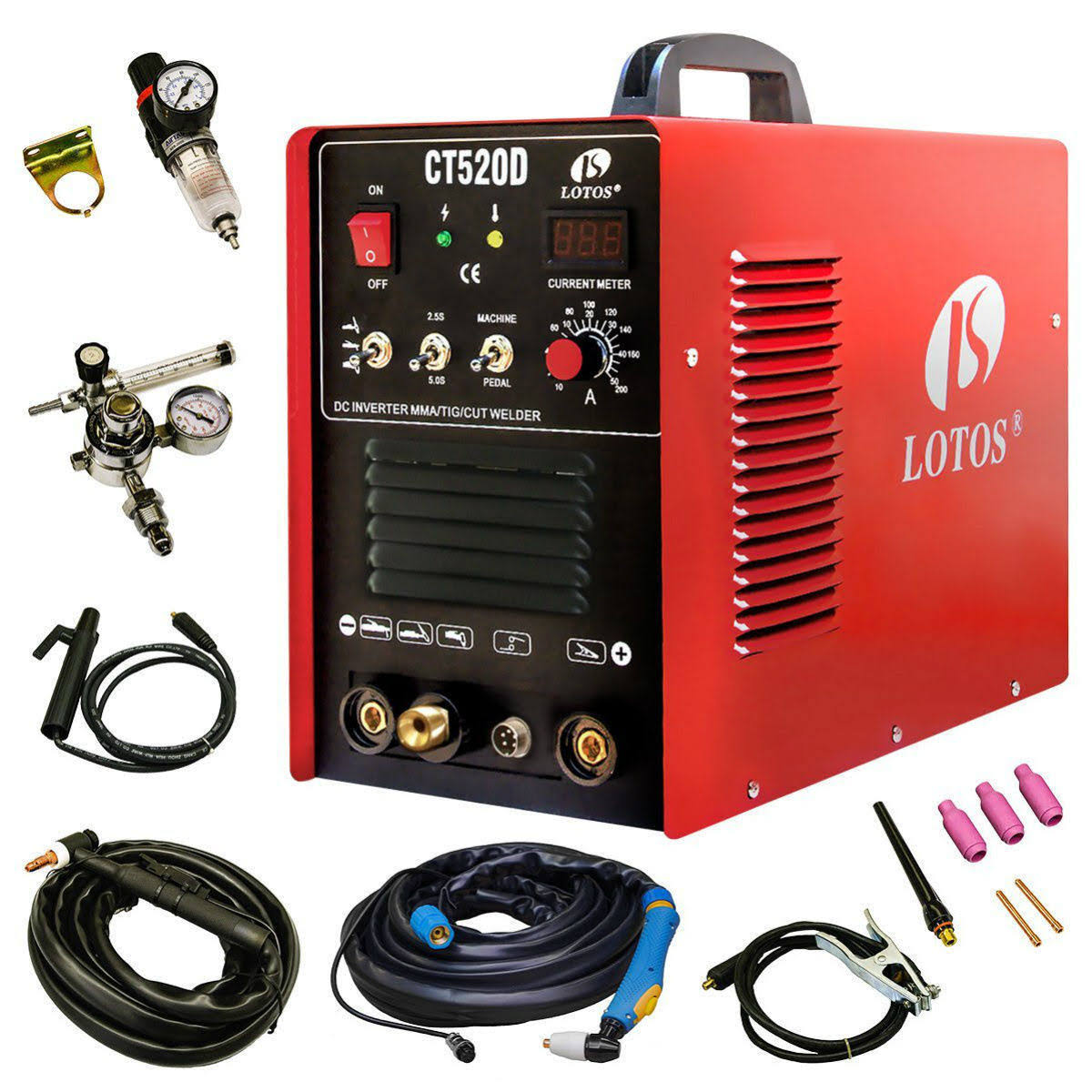 Lotos CT520D Plasma Cutter TIG Stick Welder 3 in 1 Combo Welding Machine, 50Amp - Megean