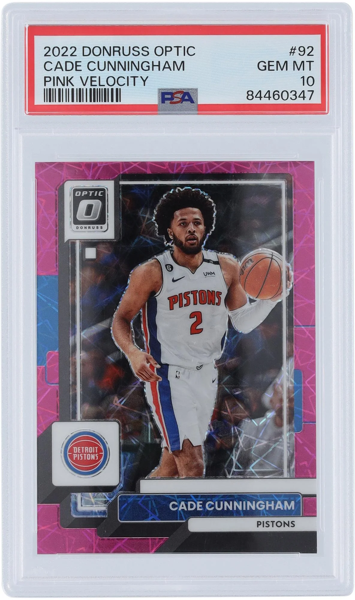 Cade Cunningham Detroit Pistons 2022-23 Panini Donruss Optic Pink Velocity #92 #55/79 PSA Authenticated 10 Card - Curated Treasures Market