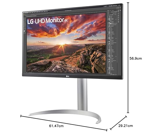 LG 27UP650-W 27” UHD Ultrafine IPS Monitor with VESA DisplayHDR 400 with DCI-P3 95% Color Gamut, 3-Side Virtually Borderless Display - Height/Pivot/Tilt Adjustable Stand - Silver