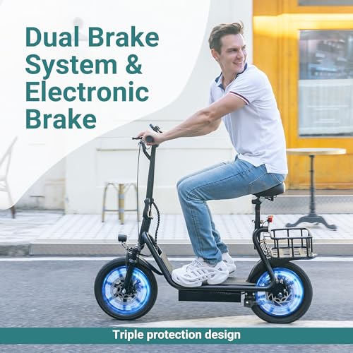 NAVIC Electric Scooter Adults,Max 19/22/27/49 Miles Ranges,Top Speed 19/22 mph,350/750W Peak Motor, Folding E-Scooter with Dual Braking Dual Suspension