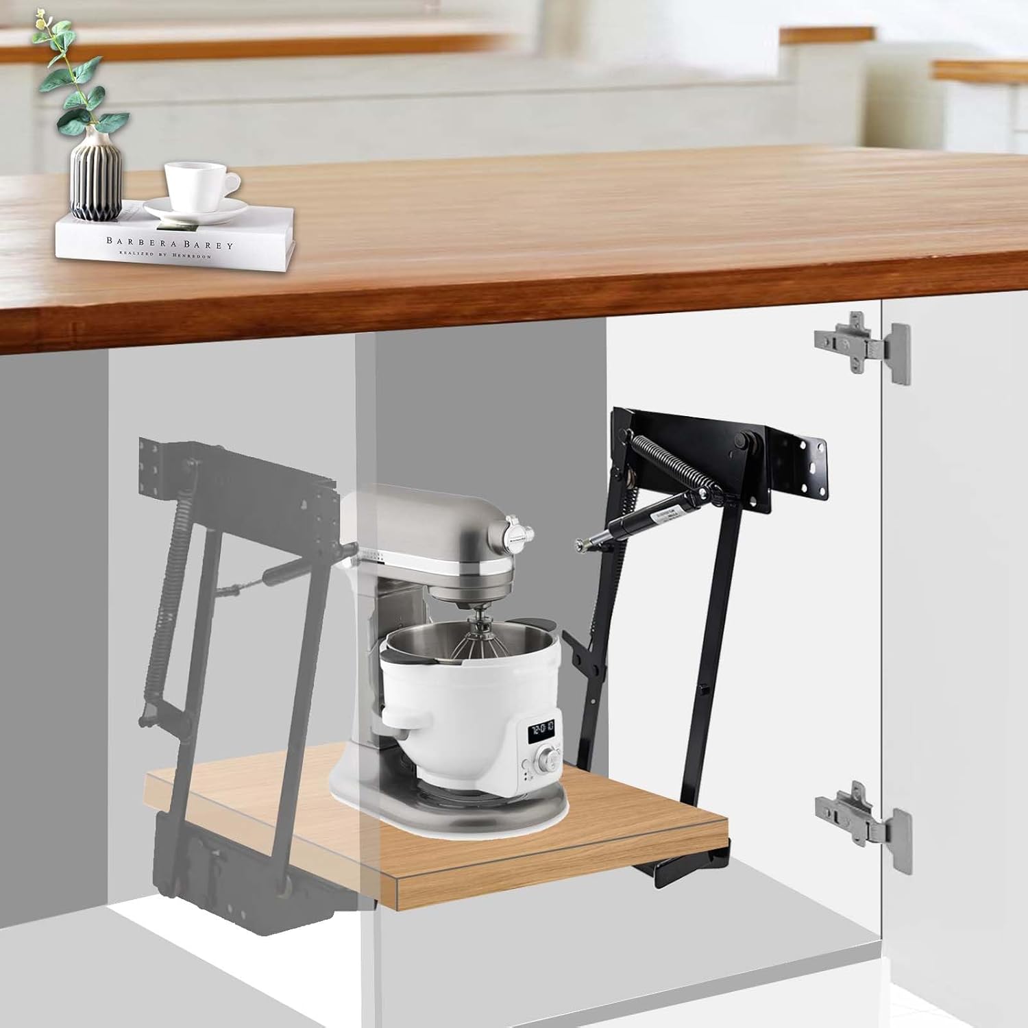 New Upgrade Cabinet Appliance Lift for cabinet- mixer lift for cabinet-Soft Close Heavy Duty mixer cabinet lift system for Kitchen with Locking Mechanism, Hold up to 60 LBS, Zinc.