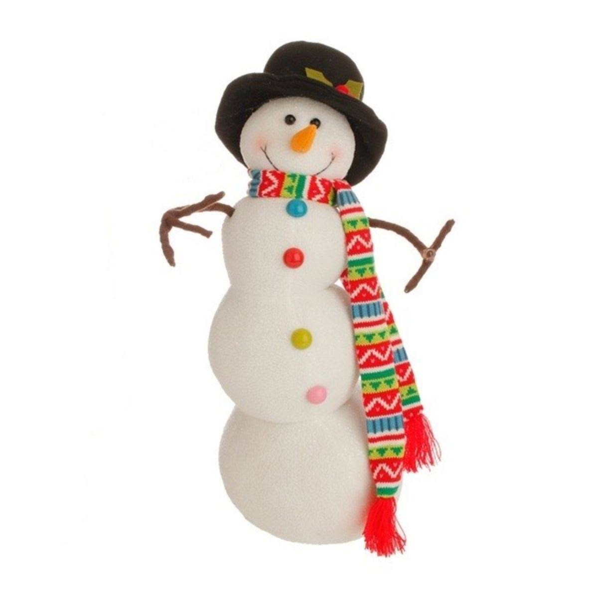 Raz 21x22 White and Black Posable Christmas Snowman Decor