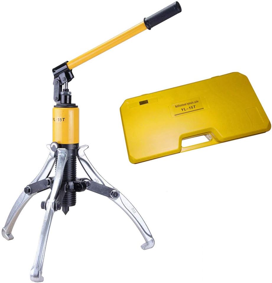 Yescom 3-Jaw Hydraulic Gear Puller Set 15 Ton Wheel Bearing Pulling Separator w/Case