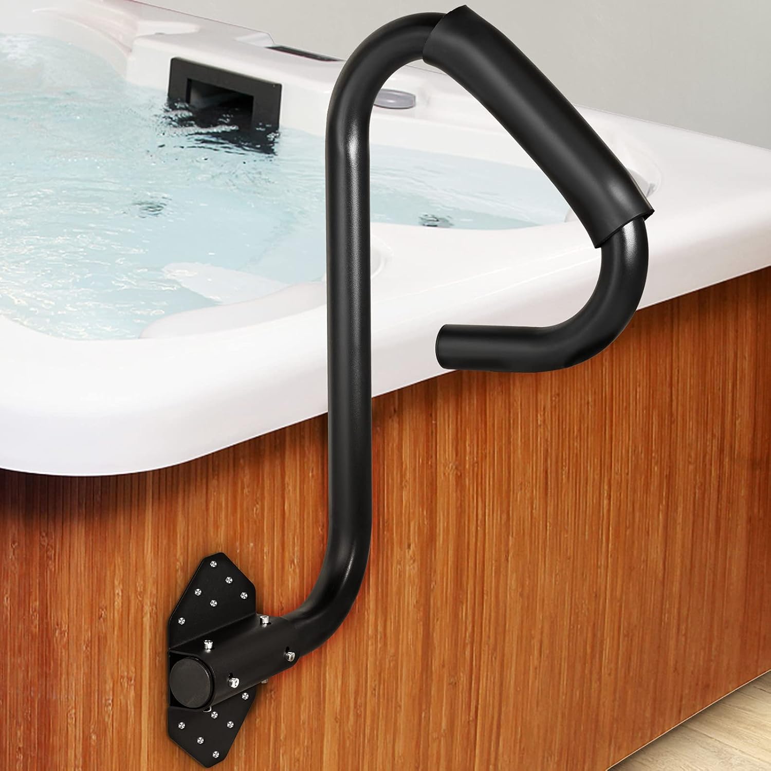 VEVOR Hot Tub Handrail 600LBS Capacity Spa Safety Rail Stationary Heavy Iron Under Mount Handrail Hot Rail with Sponge Rubber Grip Matte Design Hot Rail Tube for Access Spa Pack of 2