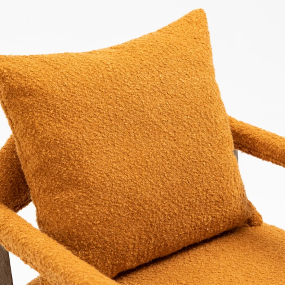 COOLMORE Computer Chair Office Chair Adjustable Swivel Chair Fabric Seat Home Study Chair Orange + Boucle