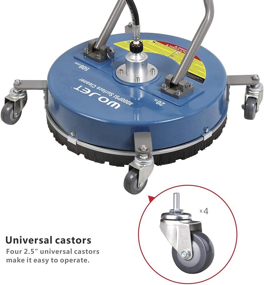 WOJET Pressure Washer Surface Cleaner 20" with Castors 4000PSI Commercial PA7606 (20 inch) Pressure Washer Accessories