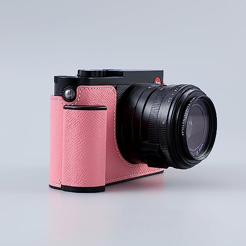Camera Half Case for Leica Q3,SIUTATDSH Vintage Metal Genuine Leather Camera Protective Cases Stylish Portable Shockproof (BlackC)