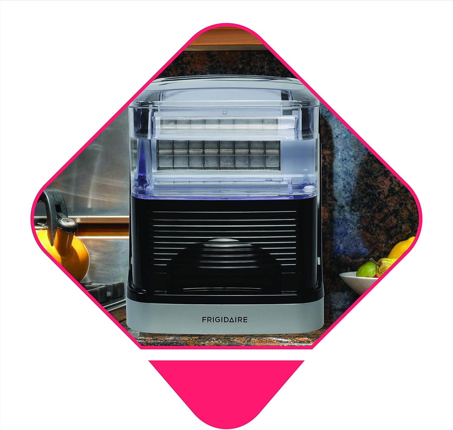 Frigidaire EFIC229-VCM FRIGIDAIRE-33LBS per day Square Clear Cube COMPACT ICE MAKER-Viewing Window-Silver, Standard