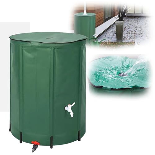 Kngiybo Rain Barrel, Foldable Water Bladder Tanks Container Water Butt Rain Tank Kit, Resistant Water Barrel with Filter Spigot Overflow Kit, Rain Collector Barrel,Large Capacity Garden Bar
