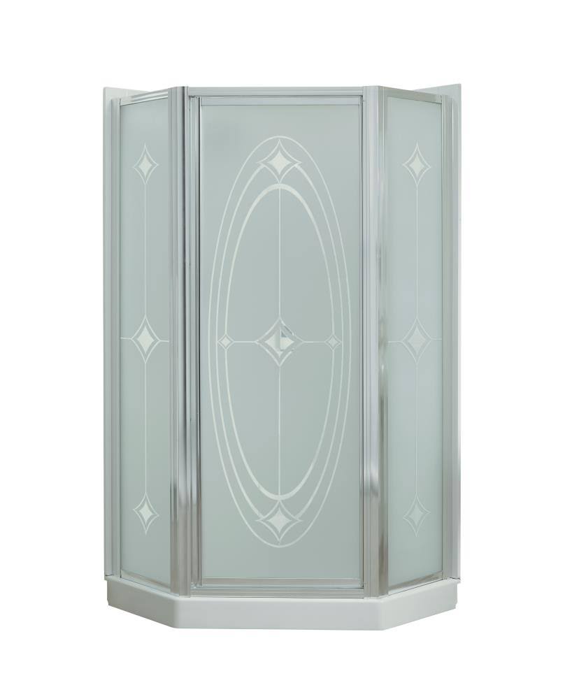 Sterling SP2277A-38S Intrigue 27.563x22 x 72x22 Neo-Angle Shower DOOR, Silver/Ellipse Glass Pattern