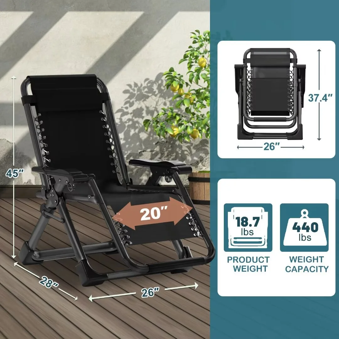 NAIZEA Zero Gravity Chair, Folding Portable Reclining Lawn Recliner, Patio Chaise Lounge Chair with Removable Cushion