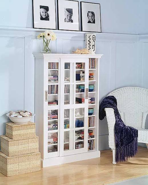 White Sliding Door Media Cabinet, Harper Blvd