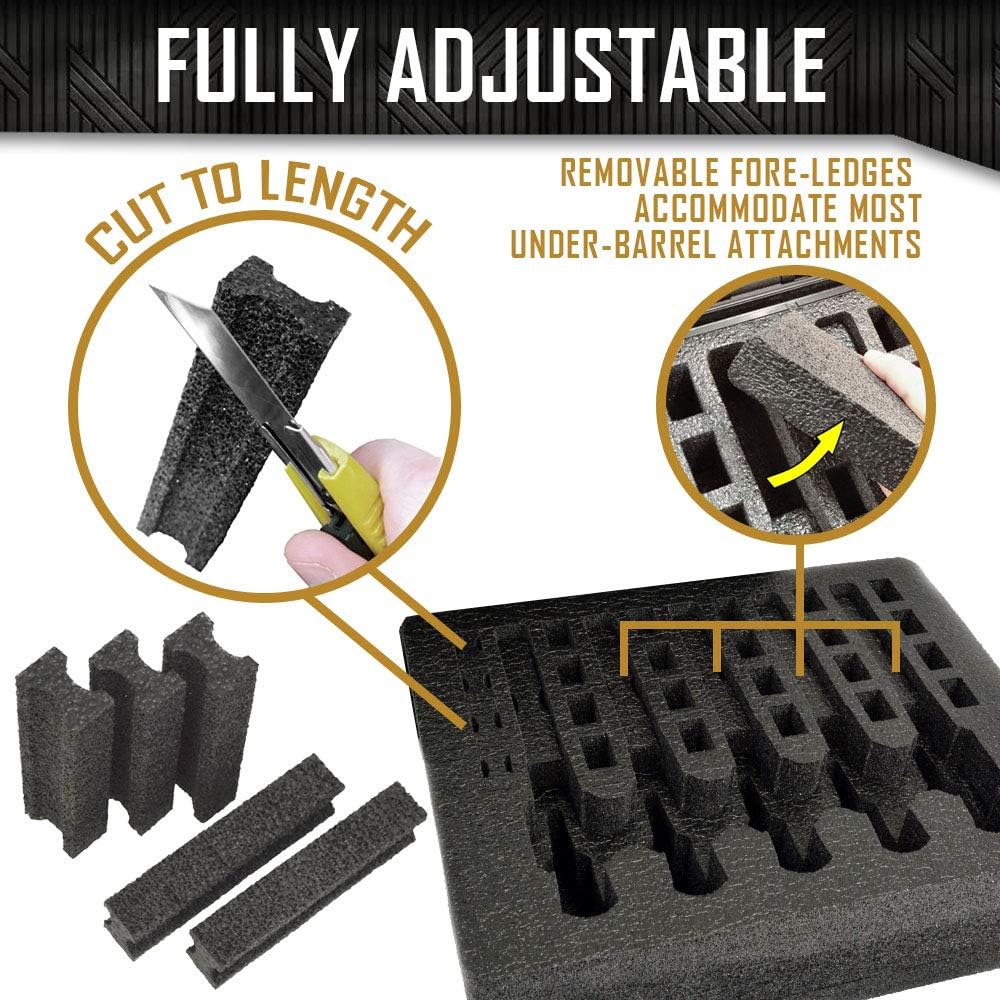 5 Pistol 24 Magazine Storage Foam Insert for Pelican 1550 Case - 2 Piece Set Pre-Cut Military Grade Polyethylene Foam Base Insert and Lid Liner (Case Not Included)