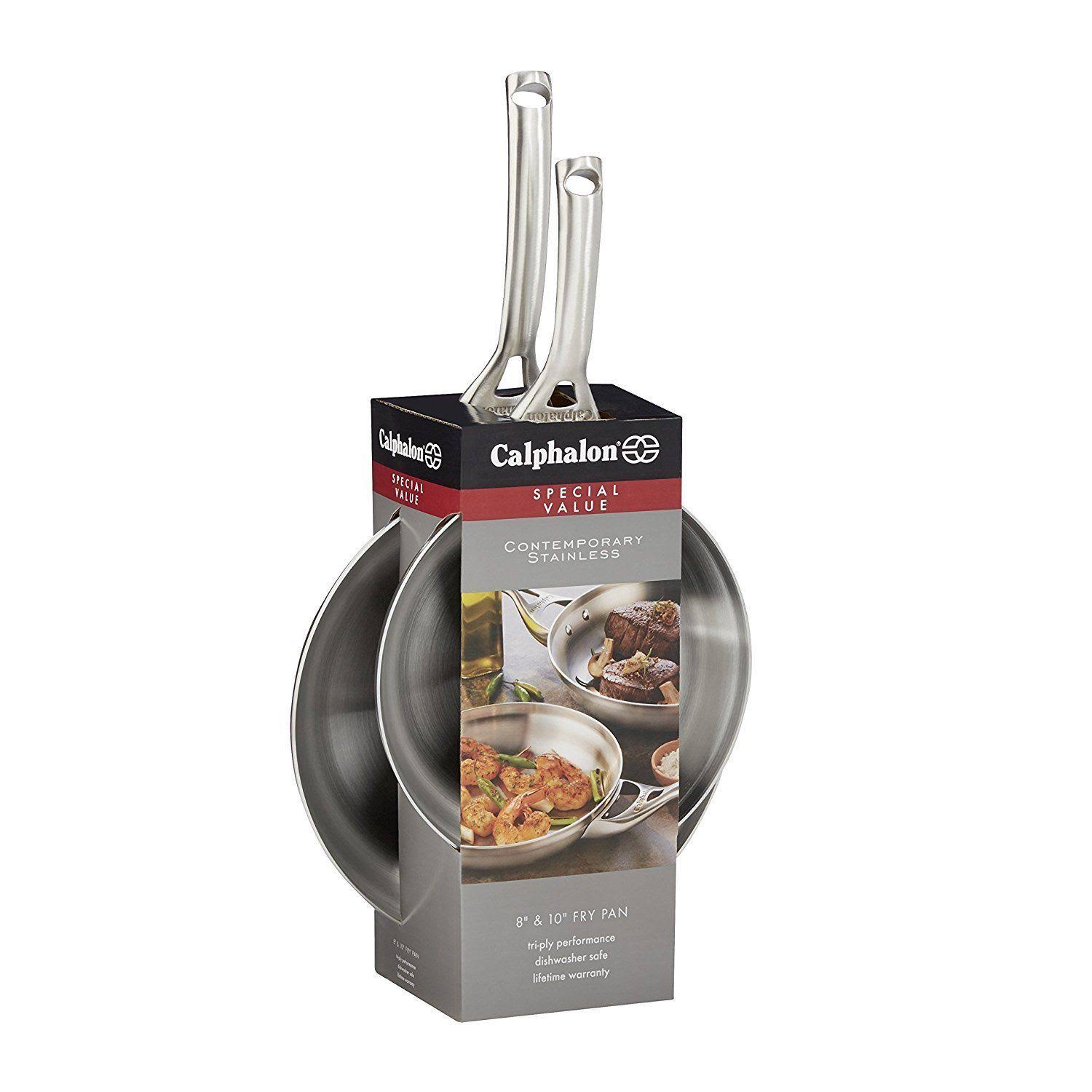 Calphalon Contemporary Stainless Steel 8-Inch u0026 10-Inch Frying Pan Set
