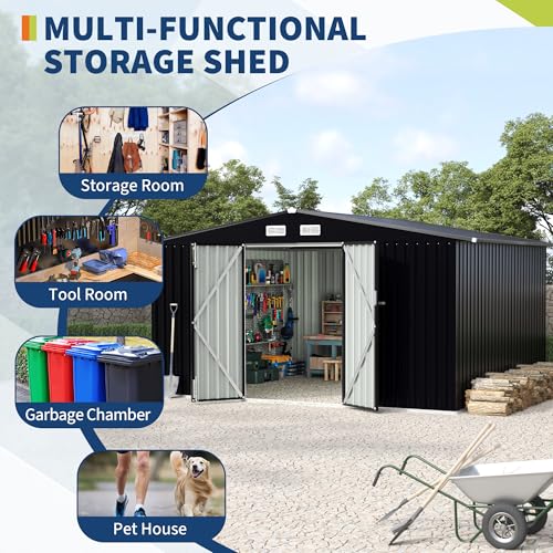 All-Weather Resin Shed with Window, Outdoor Plastic Garden Shed with Lockable Door and Vents, Outdoor Resin Storage Sheds for Tool, Bike, Backyard, Patio
