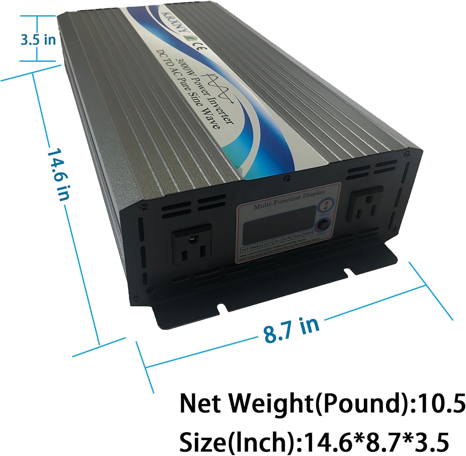 3000W Off Grid Pure Sine Wave Power Inverter 48V DC to 110V 120V AC 60HZ with LCD Display