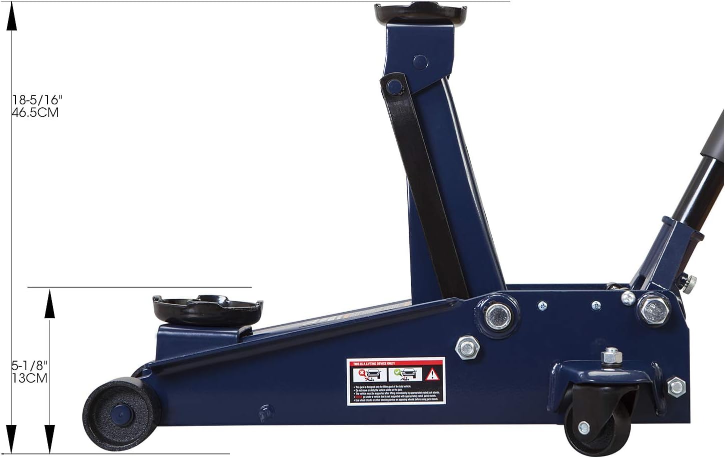 TCE ATZ830023U Torin Hydraulic Heavy Duty Steel Service/Floor Jack with Dual Piston Quick Lift Pump, 3 Ton (6,000 lb) Capacity, Blue