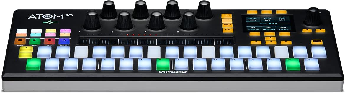 PreSonus ATOM SQ Hybrid Keyboard/Pad Production/MIDI and Performance Controller with Studio One Artist and Ableton Live Lite DAW Recording Software and Professional Studio Microphone Kit