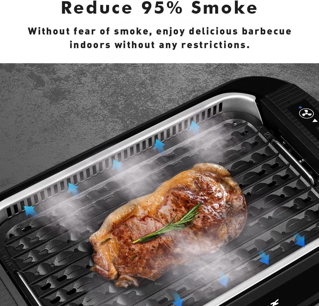 Smokeless Indoor Grill, CUSIMAX Electric Grill with Tempered Glass Lid, 1500 Indoor Grill & Flat Top Griddle for Cusimax Smokeless Grills, Pancake Griddle Plate, Dishwashe-Safe