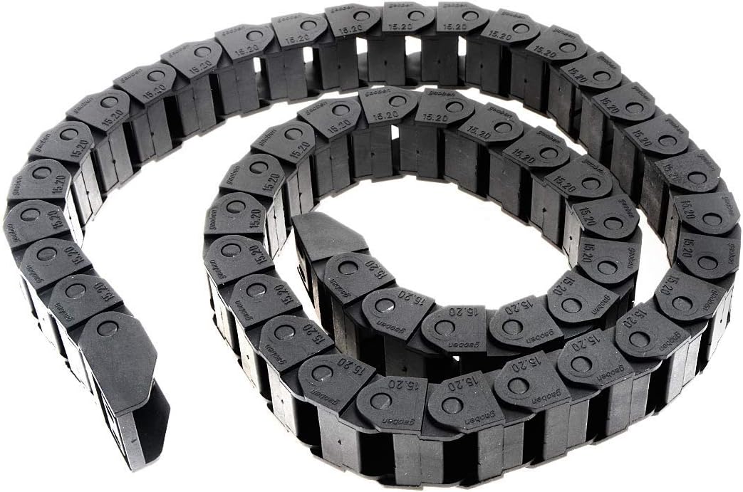 Fielect Drag Chain Cable Carrier Open Type with End Connectors R100 35X100mm 1 Meter Plastic for Electrical CNC Router Machines Black 1Pcs