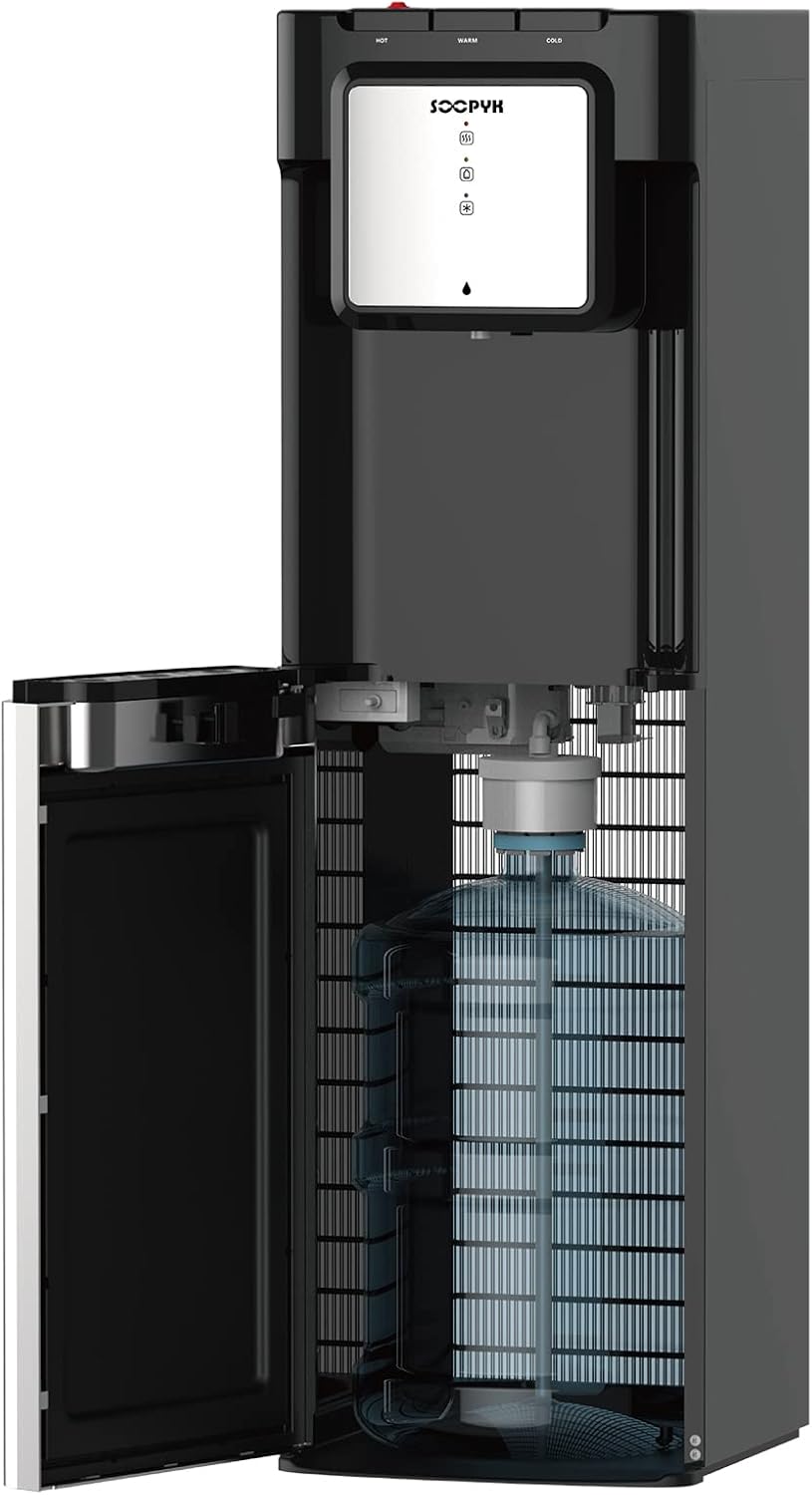 Stainless Steel UV Self-Cleaning Water Dispenser Cooler Bottom Load 5 Gallon with 3 Temperatures Child Safety Lock