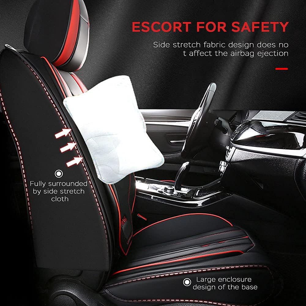 Blackwheel Car Luxury Seat Cover Front Rear Vehicle Leather Cushion Cover Universal Automobile Protector 276667=B3X67, Style 1 Luxury Black