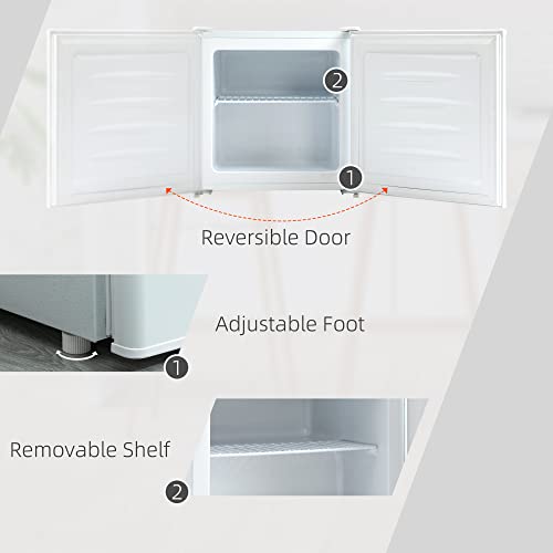 HOMCOM Mini Freezer Countertop, 1.1 Cu.Ft Compact Upright Freezer with Removable Shelves, Reversible Door for Home, Dorm, Apartment and Office