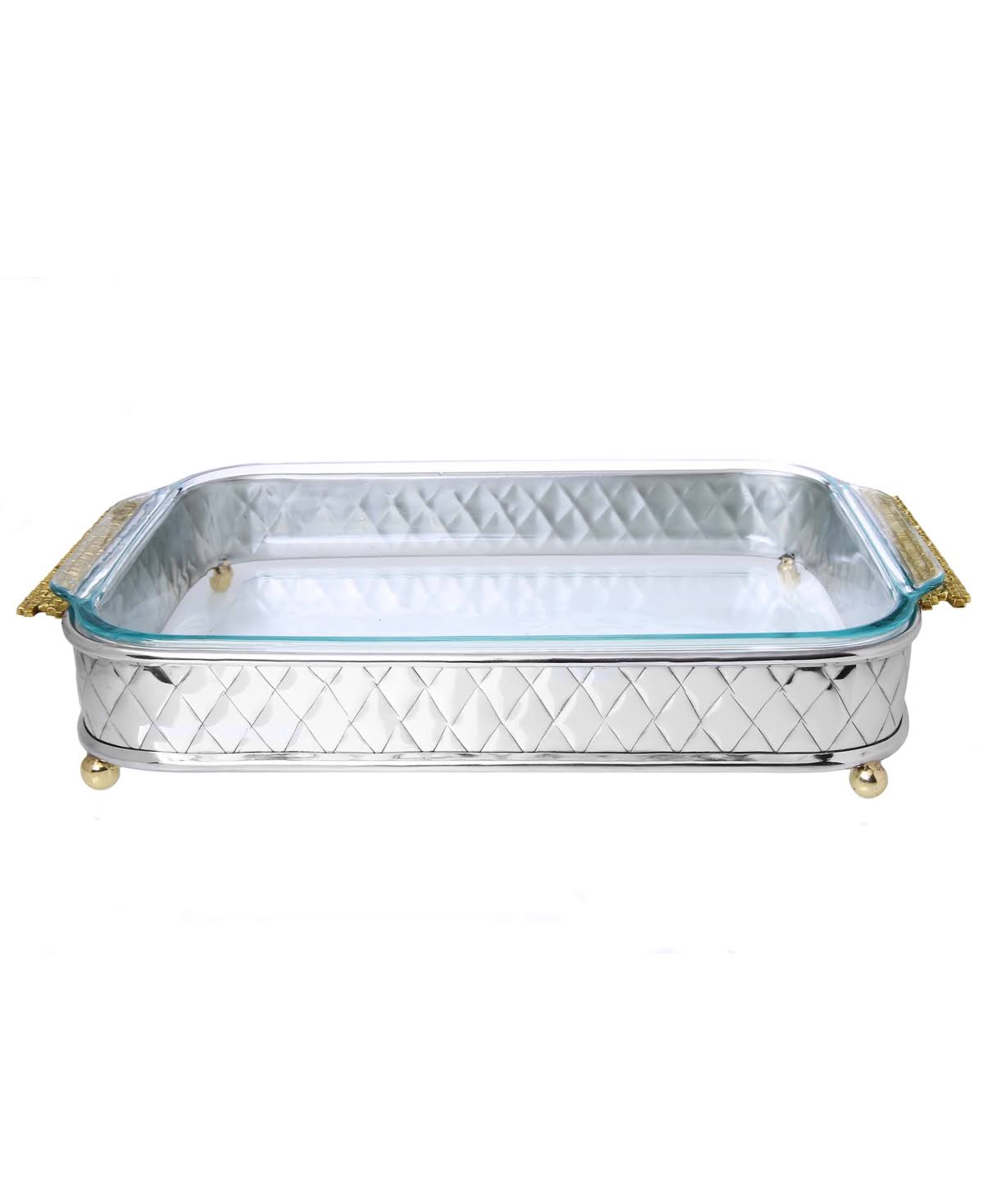 Classic Touch Rectangular Pyrex Holder with Mosaic Handles