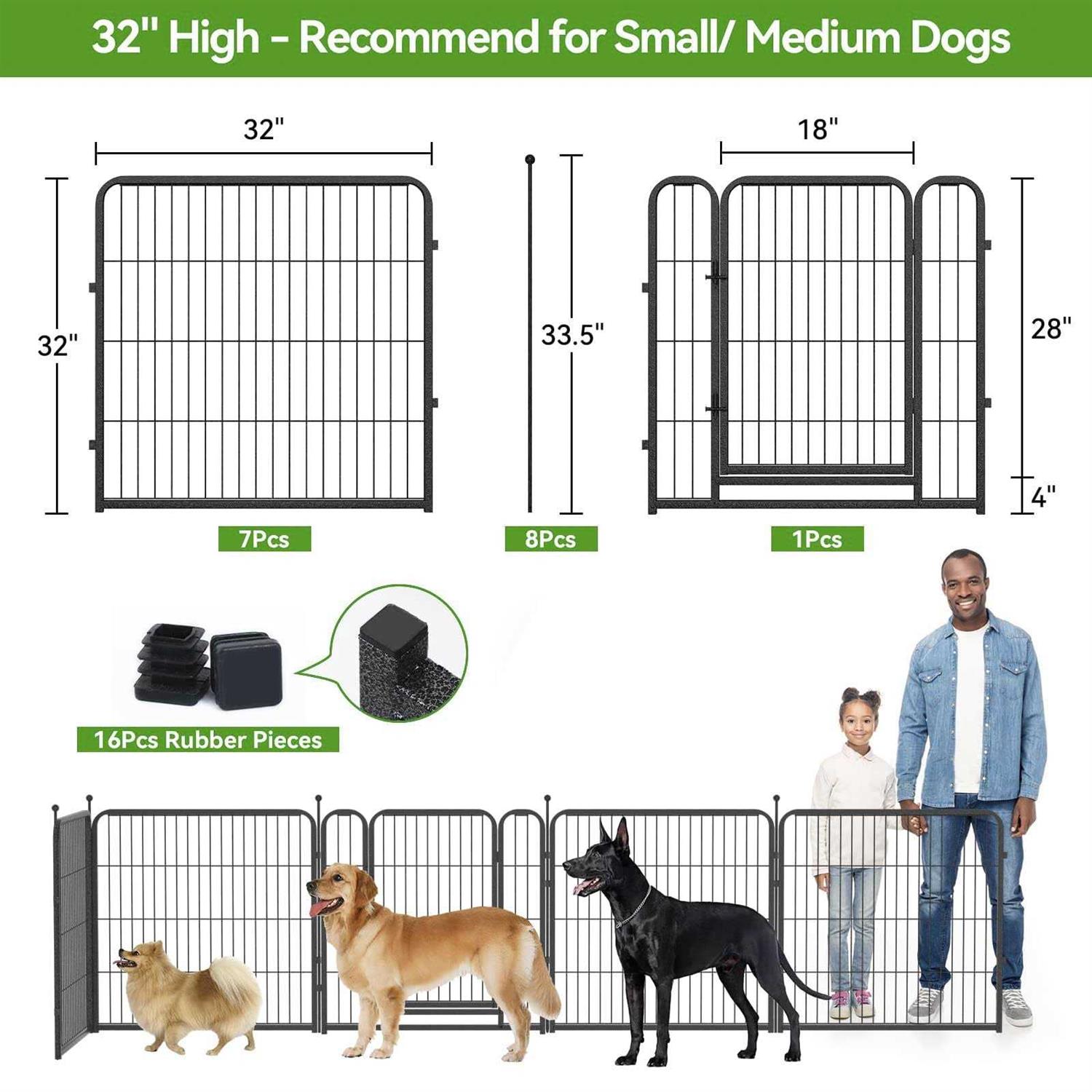 Kfvigoho Dog Playpen Outdoor Panels Heavy Duty Dog Pen Height Puppy Playpen Indoor Anti-Rust Exercise Fence with Doors for Medium/Small Pet - Pet Supplies online store