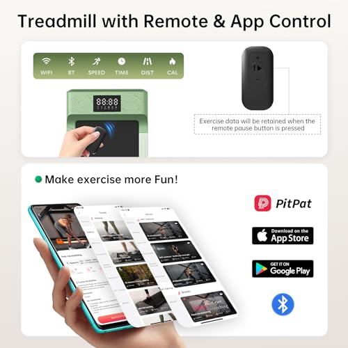 MJWW Walking Pad Treadmill, Mini Under Desk Treadmill with 300 Lb Capacity, 2.5 HP Quiet Walking Treadmill for Home Office, Portable Small Walking Pad with Smart APP, Remote Control, LED Display