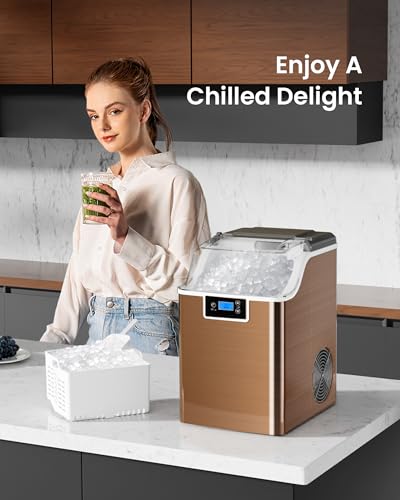 Nugget Ice Maker Countertop, 45lbs/Day Pebble Ice Maker Machine with 24H Timer, Self-Cleaning Crushed Countertop Ice Maker