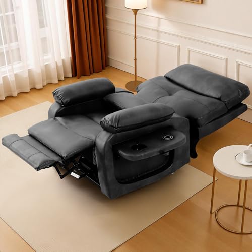 Dual Motor Power Lift Recliner Chair for Adult & Elderly, Infinite Position Lay Flat Lift Chair with Heat & Massage, Cup Holder, Lumbar Pillow, Wireless Charger, USB Ports, Leather (Beige)