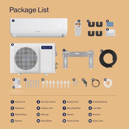 DELLA 9-24K BTU JA Series Wifi Enabled 17/19/20 SEER2 Energy Efficient Mini Split Air Conditioner & Heater Ductless Inverter System Pre-Charged Heat Pump