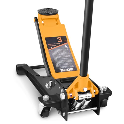 DNA MOTORING Floor Jack 3 Ton (6000 lbs) Capacity, Fast Lift Service Jack Low Profile Steel Heavy Duty Hydraulic Car Jack, Lifting Range 3"-20", Black, TOOLS-00475-BK